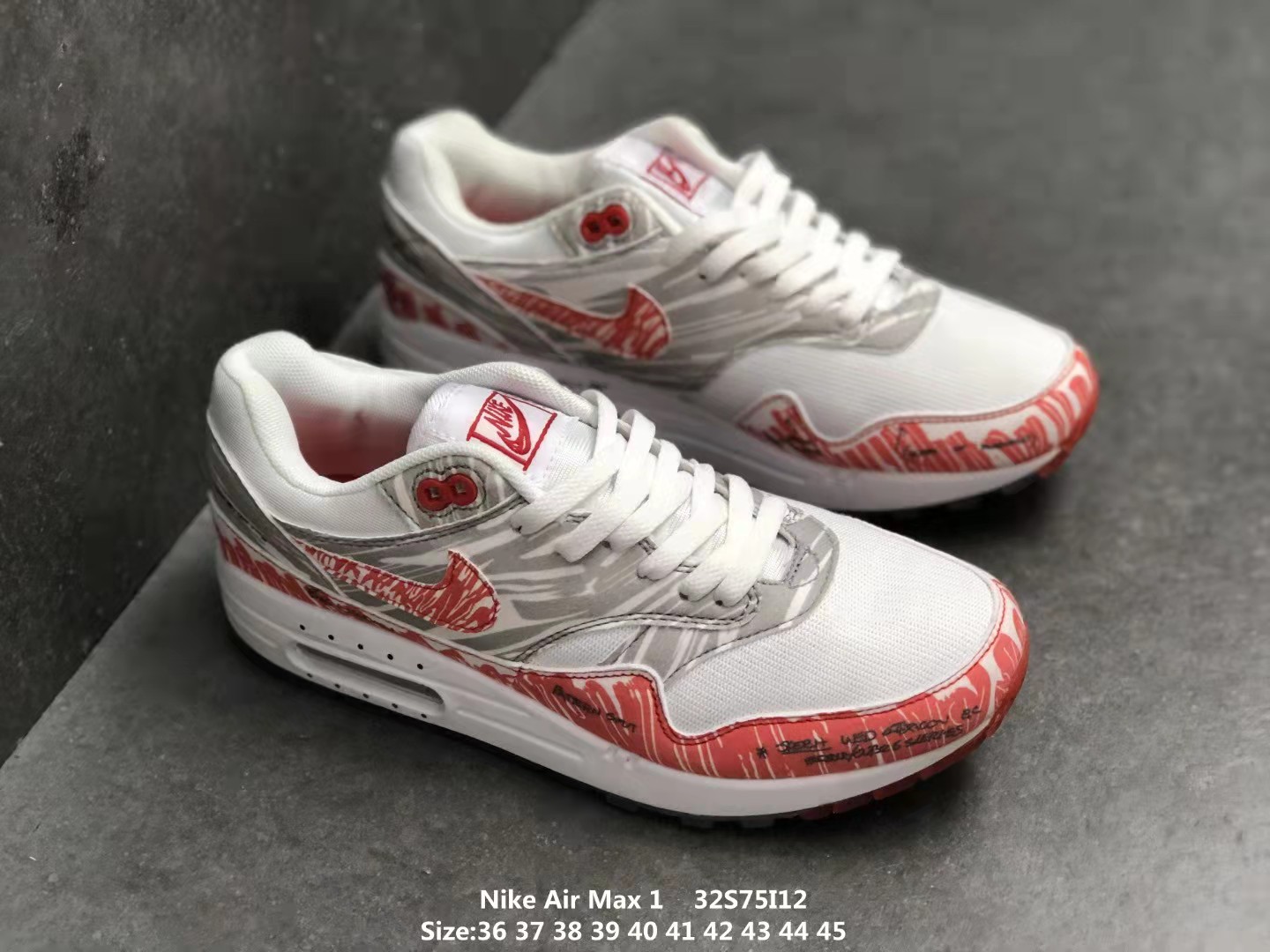 2021 Nike Air Max 1 Tinker Sketch to Shelf White Grey Orange Shoes